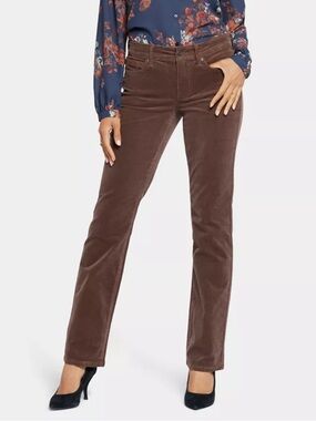 NYDJ Marilyn Straight in Wale Baby Corduroy Pants in Mink 2